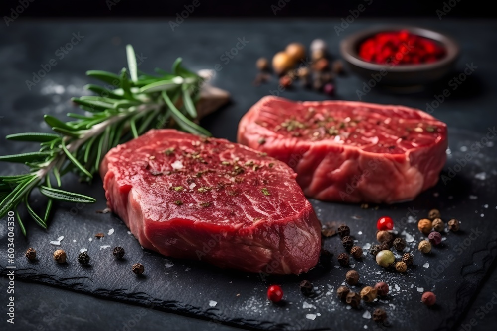 Delicious Healthy Raw steak background. Healthy meat. Raw red Meat