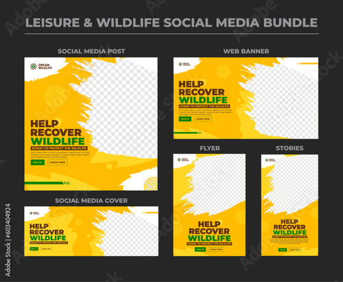 World wildlife day and Leisure flyer social media post cover banner stories design template