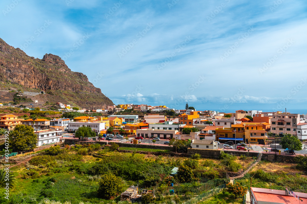 Village of Agulo between the valleys and municipalities of Hermigua and Vallehermoso in the north of La Gomera, Canary Islands