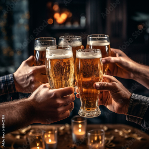 people celebrating with glasses of beer in hand