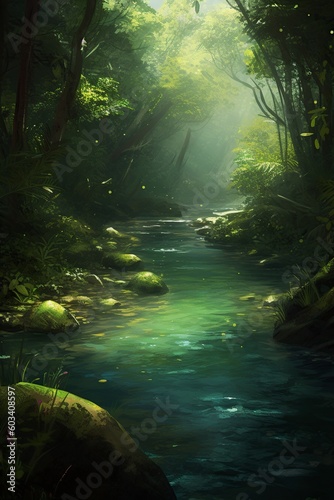 illustration  tropical river  ai generative