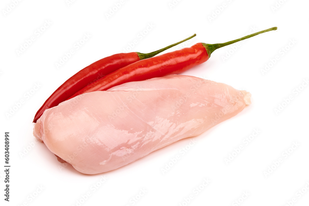 Chicken breast, isolated on white background.
