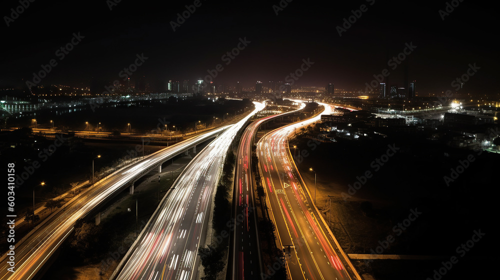 Expressway top view, Road traffic an important infrastructure Generative AI