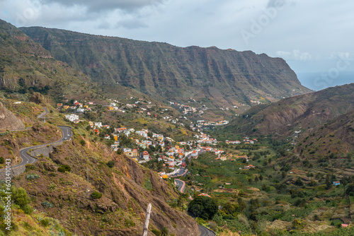 Views from the mirador in the village of Hermigua in the north of La Gomera, Canary Islands photo