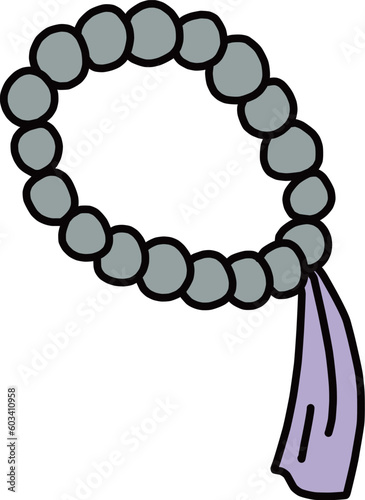 シンプルな手描きの数珠のイラスト