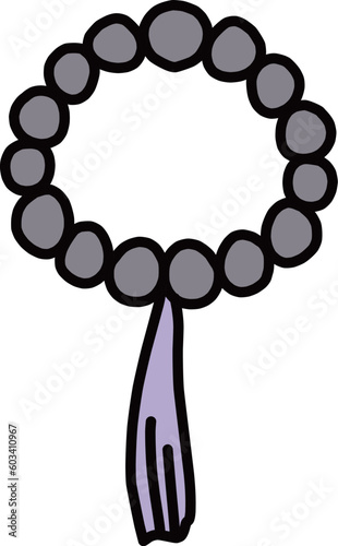 シンプルな手描きの数珠のイラスト