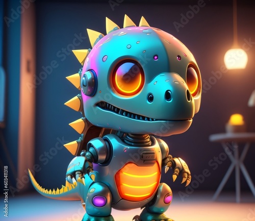 funny dinosaur robot created with Generative AI technology