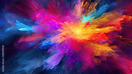Colorful abstract background with light and color effects  dreamlike composition  colorful explosions  high-speed synchronization. Generative AI