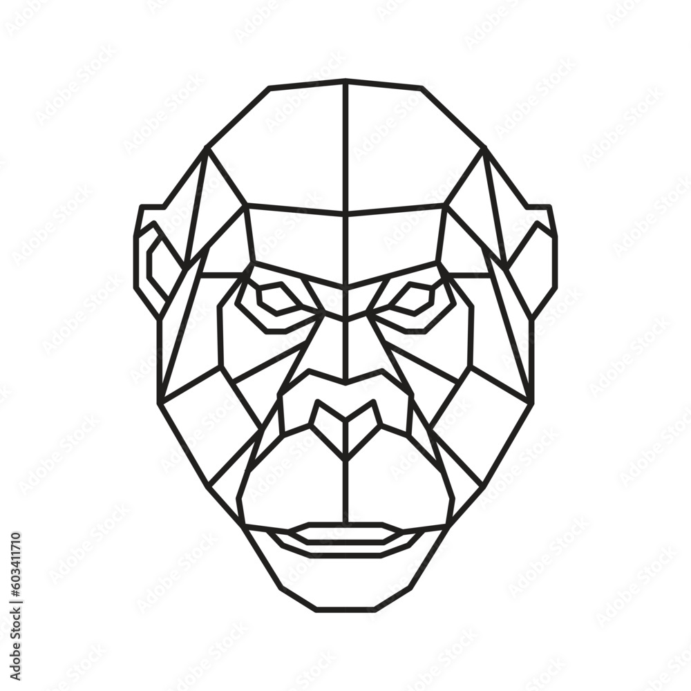Naklejka premium Polygonal Gorilla . Geometric line animal. Vector illustration.