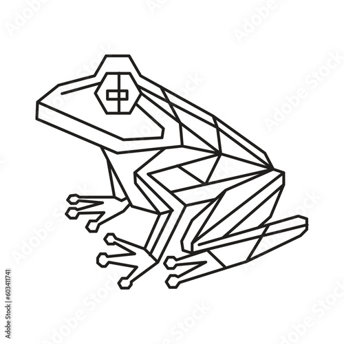 Polygonal Frog. Geometric line animal. Vector illustration.