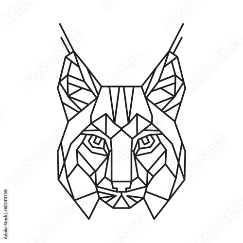 Polygonal Lynx. Geometric line animal. Vector illustration.