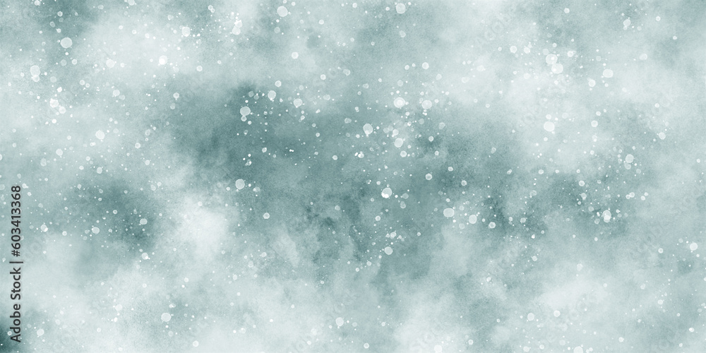 Beautiful shiny light glowing abstract glitter background with bokeh, Abstract cloudy blue background with bokeh, beautiful blue watercolor background with glitter particles for wallpaper and design.