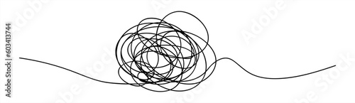 Tangled grungy round scribble, vector illustration.