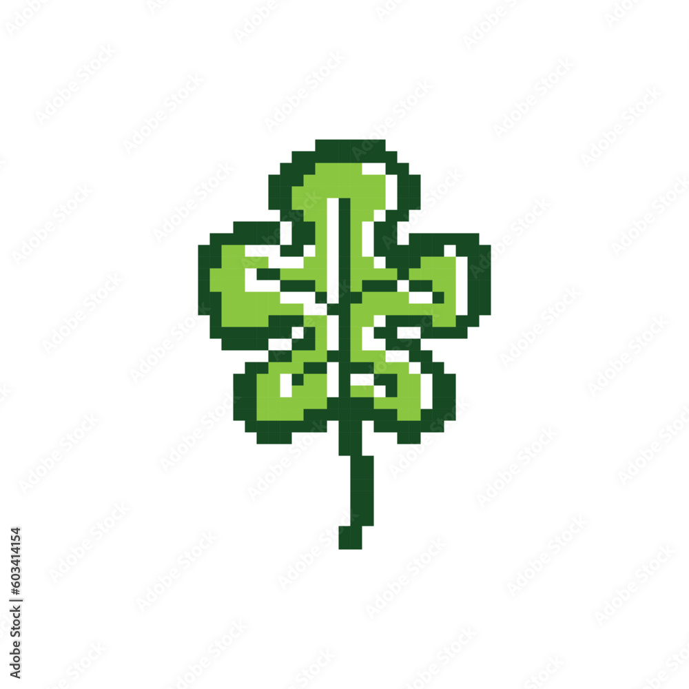 Fototapeta premium Green leaf pixel art design vector isolated