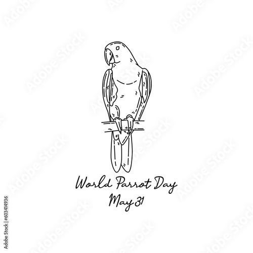 line art of world parrot day good for world parrot day celebrate. line art. illustration.