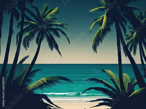 palm vacation background. ai generative