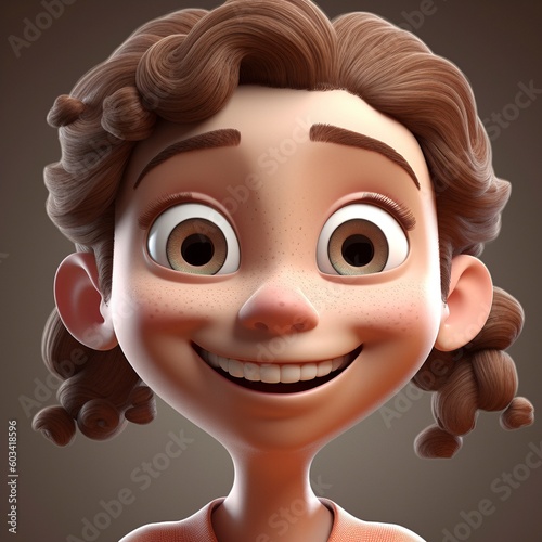 Illustration of happy girl cartoon character closeup © Cipriancuptor