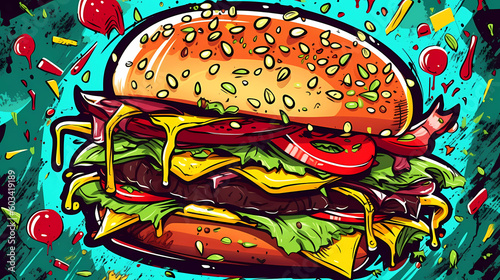 hand drawn hamburger food illustration 