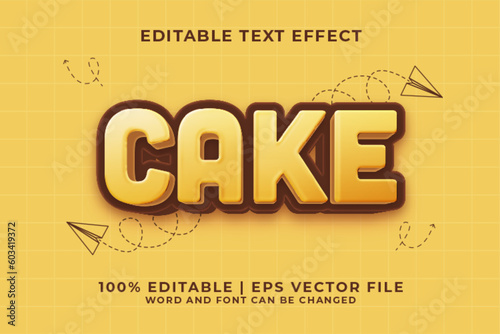 Cake 3d Editable Text Effect Cartoon Style Premium Vector