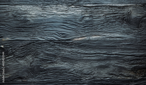 Black brushed metal Wooden background texture, color-streaked, Black wood brush strokes. Generative AI Illustration. 