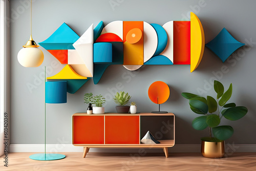 abstract and colorful geometric shapes background or art..ia generated illustration