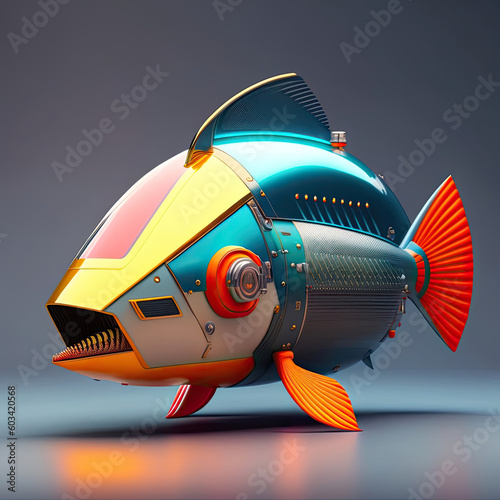 cyborg animal or pet retro futuristic and punk style. ia generated illustration