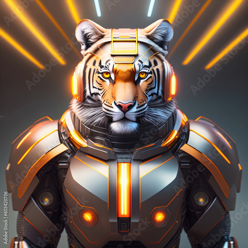 cyborg animal or pet retro futuristic and punk style. ia generated illustration