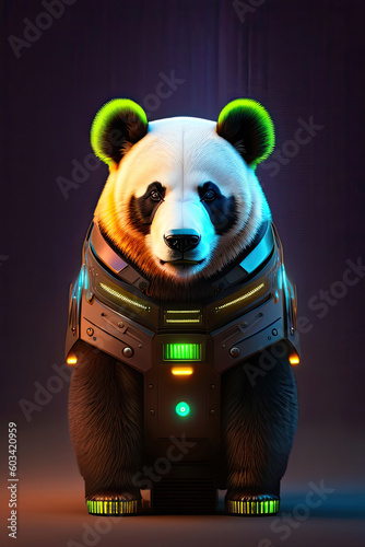 cyborg animal or pet retro futuristic and punk style. ia generated illustration