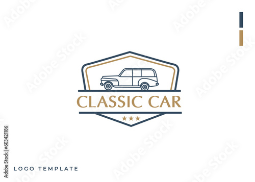 Vintage Retro car logo design. vintage or classic or retro badge emblem style