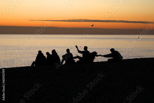 Sunset at Brighton Beach with friends
