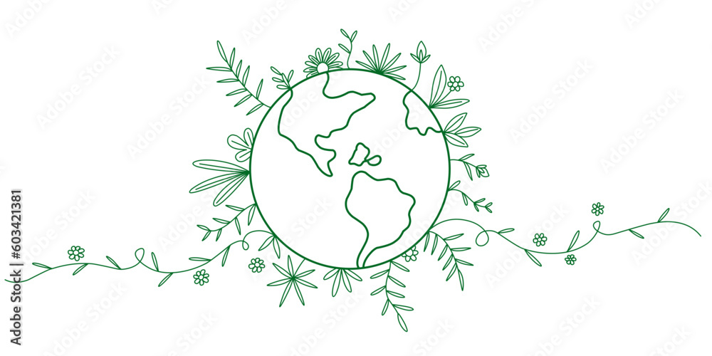 World environment day line art style vector illustration Stock 벡터 ...