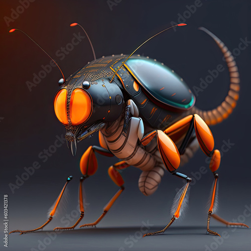 cyborg animal or pet retro futuristic and punk style. ia generated illustration