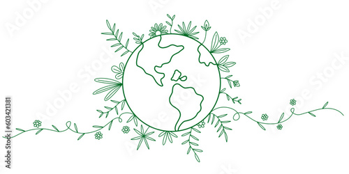 World environment day line art style vector illustration