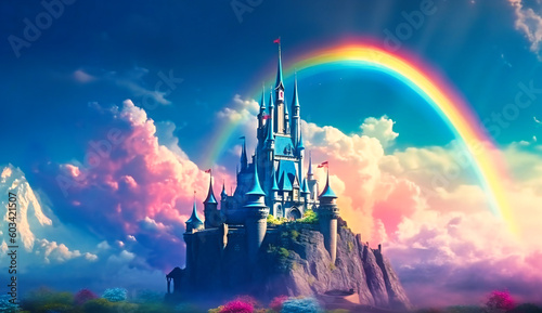 princess castle in the sky rainbow