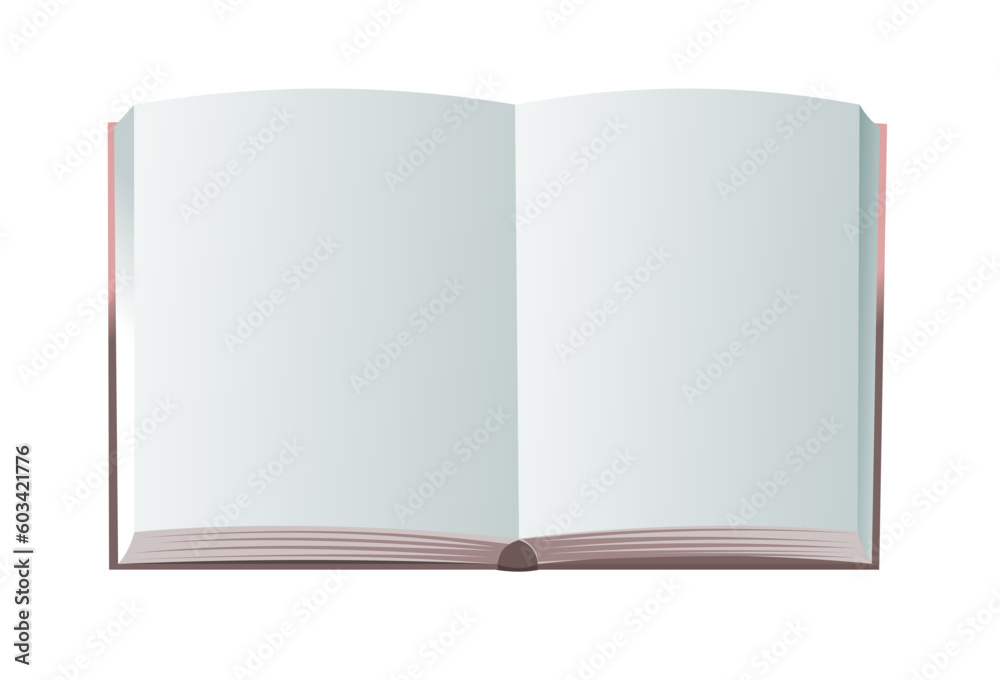 Book with pages without text open. Notepad and notebook. Unrolled paper pages. Isolated on white background. Vector. Book with pages without text open. Notepad and notebook. Unrolled paper pages. Isolated on white background. Vector.