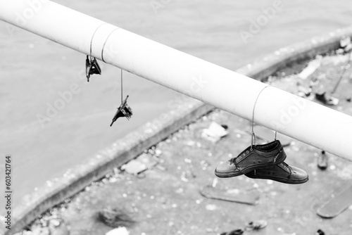 Trainers off Waterloo bridge left by skaters