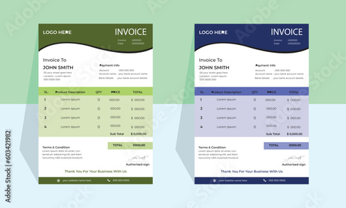 simple two color invoice template ,  