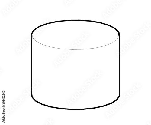 Vector black linear cylinder for game, icon, package design, logo, mobile, ui, web, education. Cylinder on a white background.