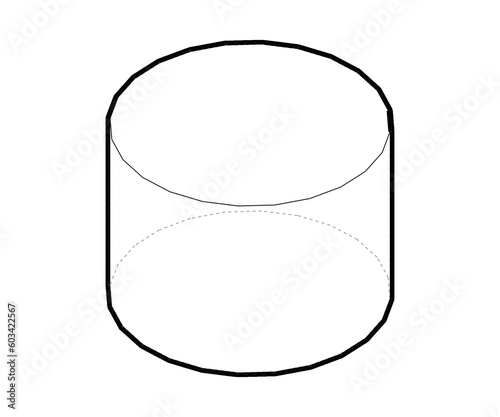 Vector black linear cylinder for game, icon, package design, logo, mobile, ui, web, education. Cylinder on a white background.