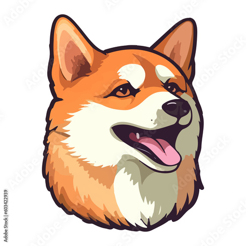 Colorful Shiba Inu Dog, Shiba Inu Portrait, Dog Sticker Clip art, Dog Lover design