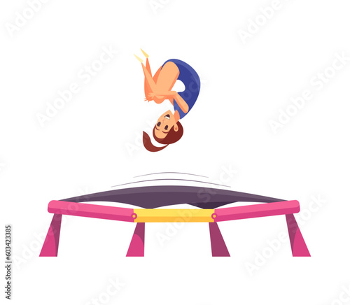 Girl Jumping Trampoline Composition