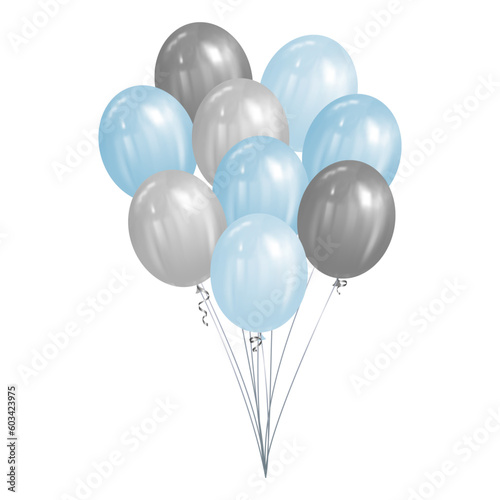 blue and silver balloons isolated. vector illustration. bunch father's day balloon