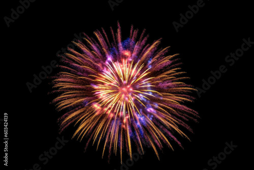 Bright Glowing Lights Exploding Fireworks Black Background Created Using Artificial Intelligence