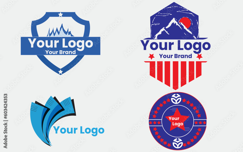 Fototapeta premium Abstract logos mega collection. Vector. Flat Icons For Business Template Logo, Square Elements, Geometrical abstract logos.