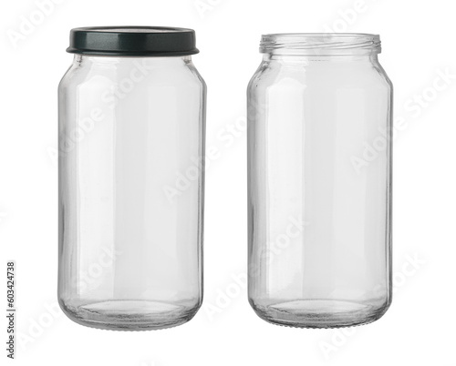 Jam jars with black lid