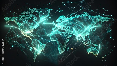 Wallpaper Mural Global network connection [4K] - World map point and line composition Torontodigital.ca