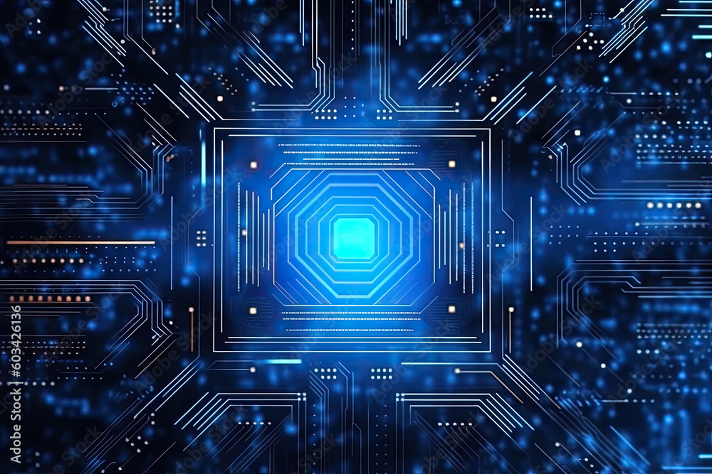 Artificial intelligence and humanoid head with neural network, quantum computing, advanced robotics, and brain-computer interfaces. Technology background concept. (Generative AI) Artificial intelligence and humanoid head with neural network, quantum computing, advanced robotics, and brain-computer interfaces. Technology background concept. (Generative AI)