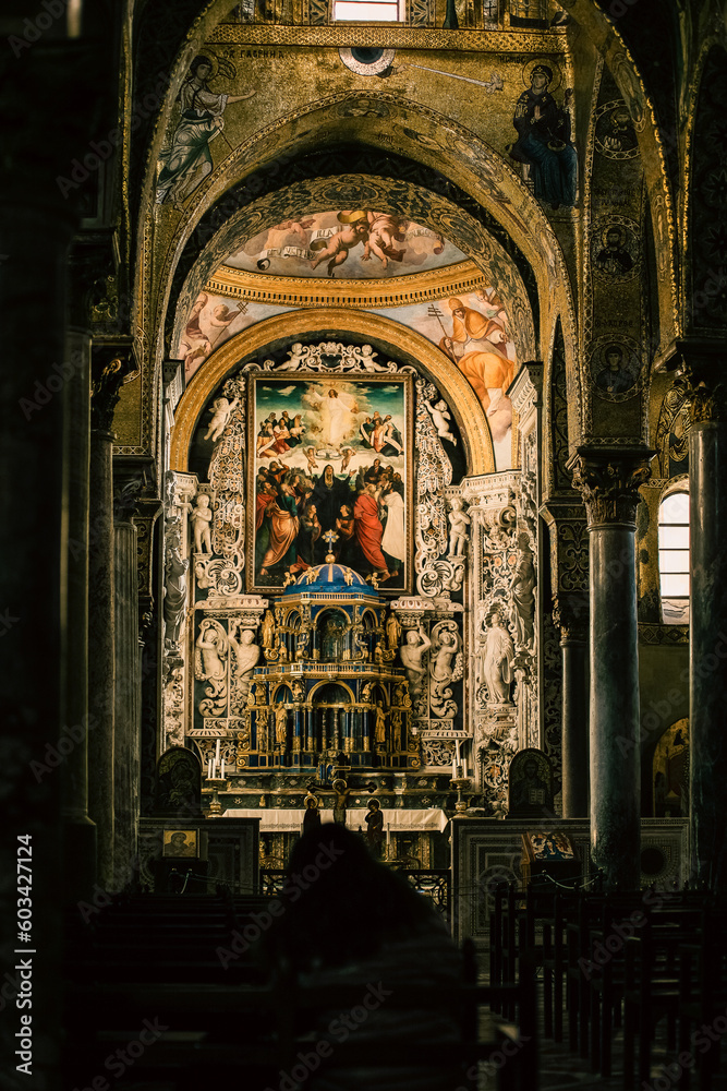 The interior of the cathedral in Palermo