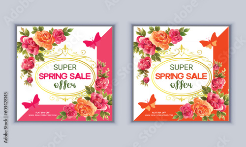 Super spring sale design vector template