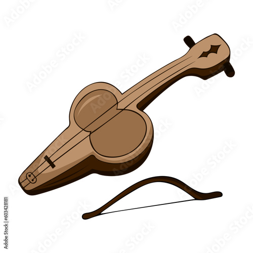 Kobyz Kazakh traditional folk musiacal instrument. Vector illustration